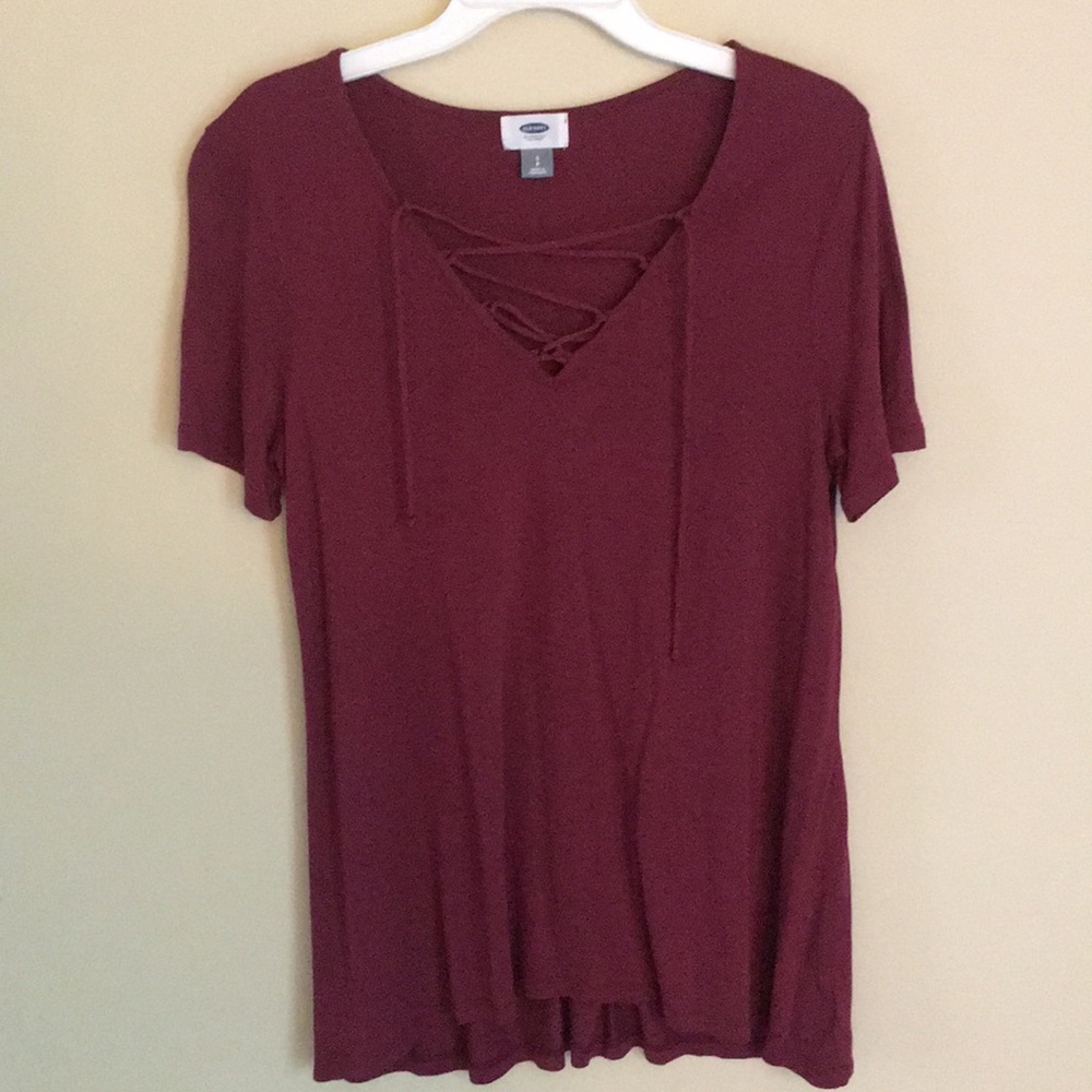 Short sleeve top with tie up straps
